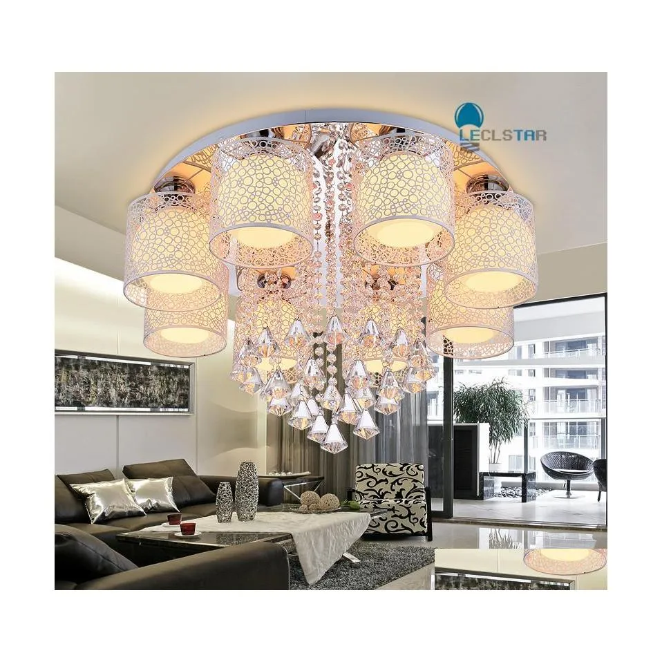 Ljuskronor LED Crystal Light Modern Pendant Lamps Kort cirkel vardagsrum varmt sovrum taklampor studie sl￤pp leveransbelysning ot2r4