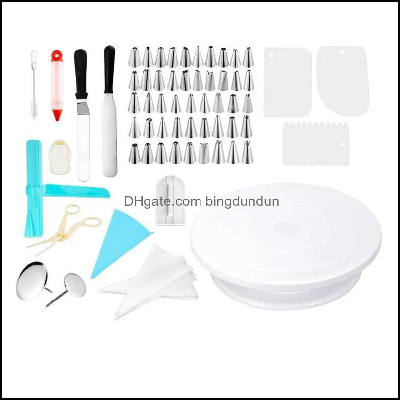 Baking Pastry Tools 164Pcs Diy Cake Decorating Bakery Kit Supplies Turntable Set With Pi Cream Reusable Bag Drop Delivery Home Gar Dhhe3