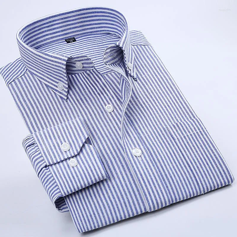 Men's Dress Shirts Good Quality 2023 Brand Cotton Oxford Man Striped Shirt Solid Men Spring Casual Male Camisa Masculina Top