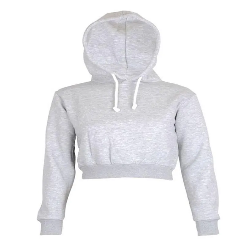 Sweats à capuche pour femmes Sweatshirts S-XL High Street Fashion Femmes Plain Hangover Crop Top À Capuche Solide Manches Longues Sweat À Capuche 5Co