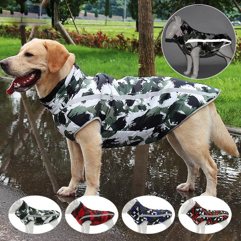 Abbigliamento per cani S-6XL Vestiti per animali domestici in autunno inverno Collo alto Cani di taglia grande Giacca calda impermeabile antivento Cappotto riflettente in cotone PP in poliestereDo