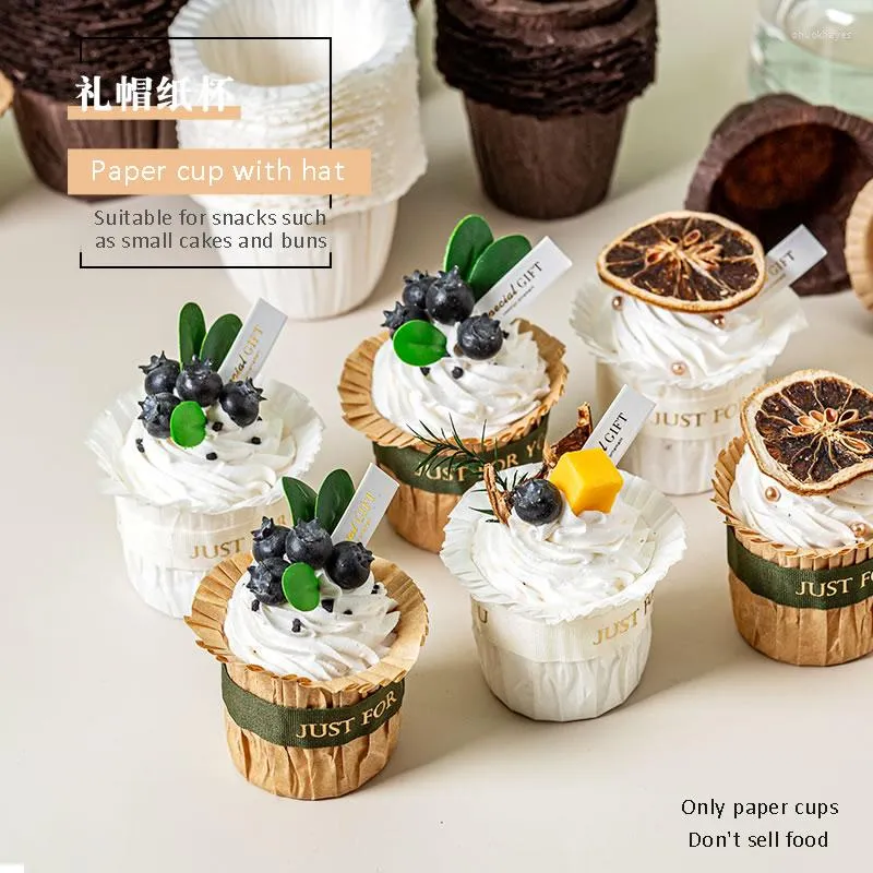 Presentförpackning 50 st/set muffin cupcake papper koppar oljefast värmebeständig färgfoder bröllopsfest kaka dekoration förpackning förpackning