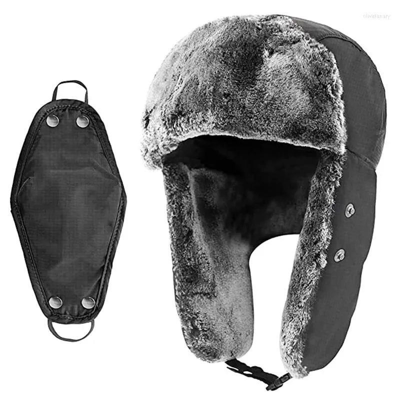 Bérets Protection du visage Froid Pilote Trappeur Trooper Chapeau Soviétique Militaire Hiver Garder Au Chaud Bomber Chapeaux Ushanka