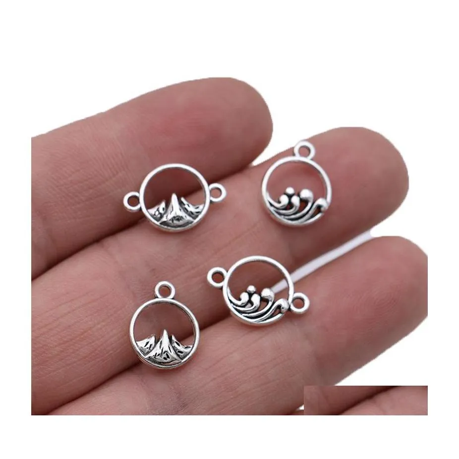 Charms 40st Sier Plated Wave Mountain Pendants för smycken som tillverkar armband halsband diy tillbehör handgjorda hantverk droppleverans fi dhndg