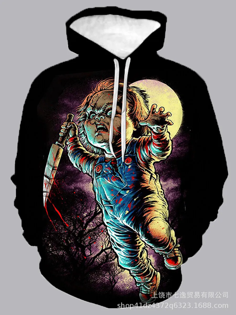 Männer Sweatshirts Hip Hop Sportwear Punk Casual Lose Track Hosen Herbst Männer Drucken Spielen Chucky 3d Hoodies 001