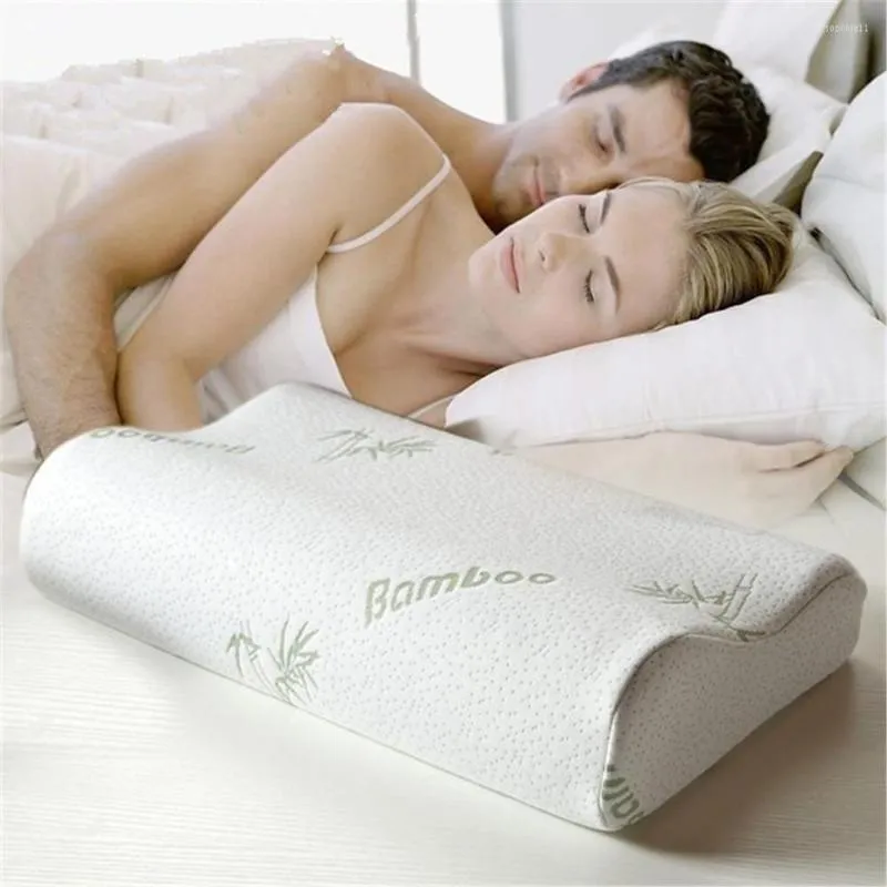 Cuscino sano Memory Foam di bambù Biancheria da letto in fibra traspirante Cuscini per il collo Protezione dal rimbalzo lento Assistenza sanitaria