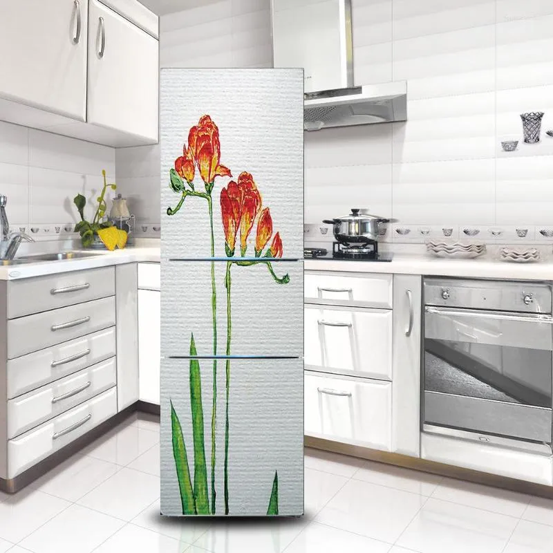 Autocollants muraux 3D papier peint pour réfrigérateur auto-adhésif garde-robe autocollant cuisine réfrigérateur décoration décalcomanie maison murale Art affiche