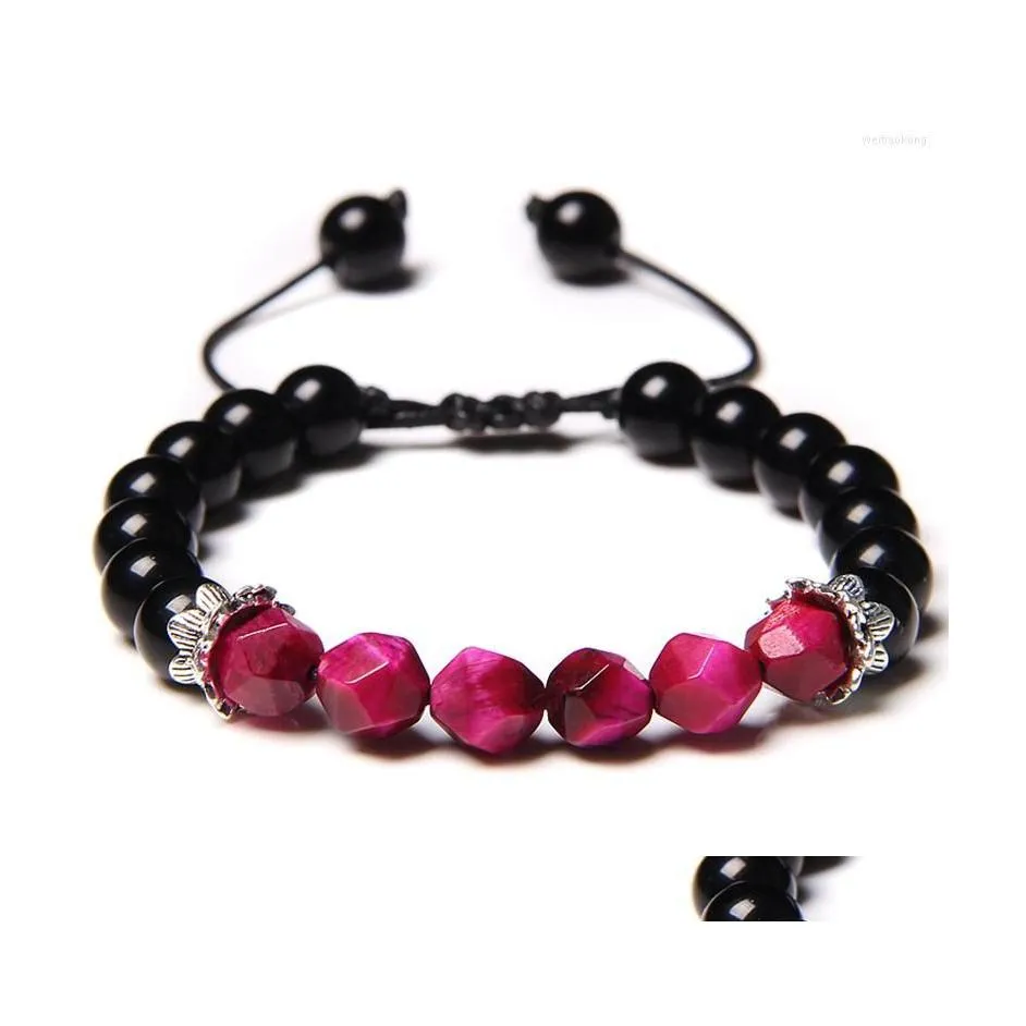 Perlé Brin Forme Géométrique Perles De Pierre Naturelle Bracelet Aquamarines Oeil De Tigre Améthystes Perle Bracelets Uniques Pour Les Femmes Jewe Mignon Dh4Zh