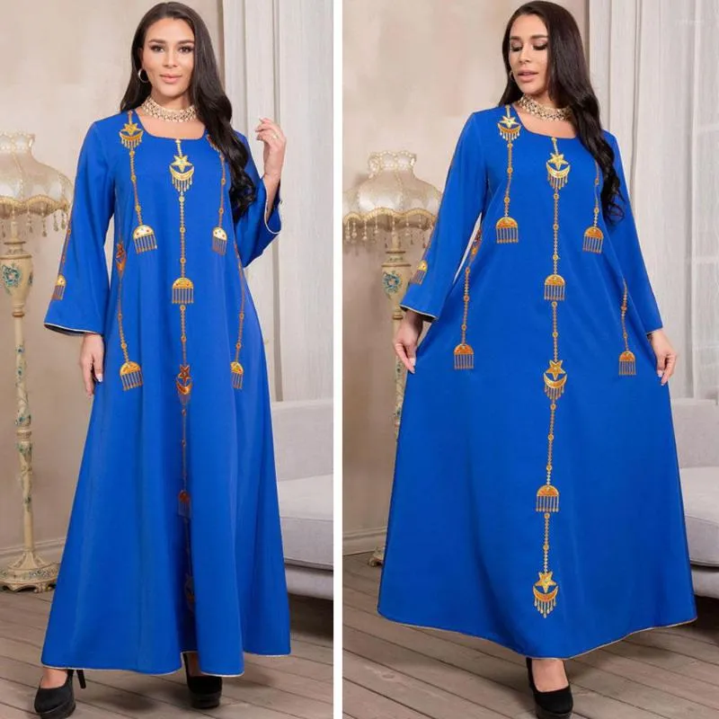 Abbigliamento etnico Eid Ramadan Abaya Donna Ricamo Caftano Turchia Abito hijab musulmano Caftano Islamico marocchino Arabo Abito Dubai Djellaba