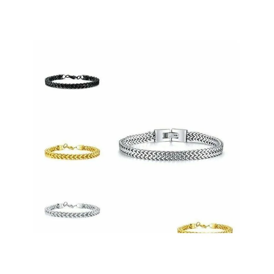 Lien chaîne décontracté hommes Bracelet bonne qualité en acier inoxydable mâle personnel bracelets porte-bonheur livraison directe bijoux Ot64N
