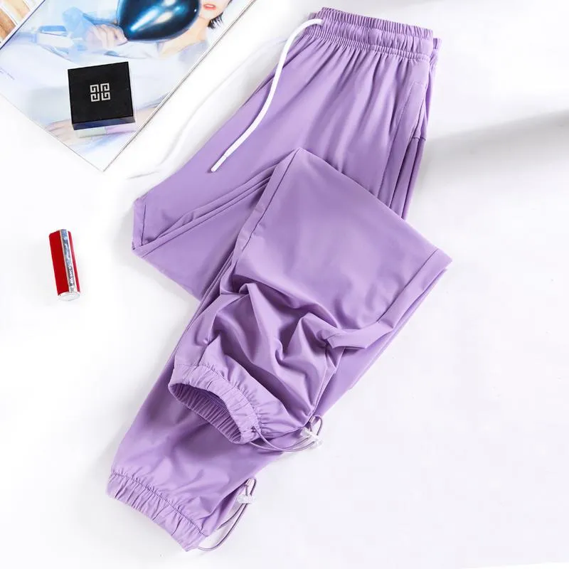 Women's Pants & Capris Summer Ice Silk Sweatpants Lightweight Breathable Comfortable Quick Drying Lovers Loose Versatile PantsWo