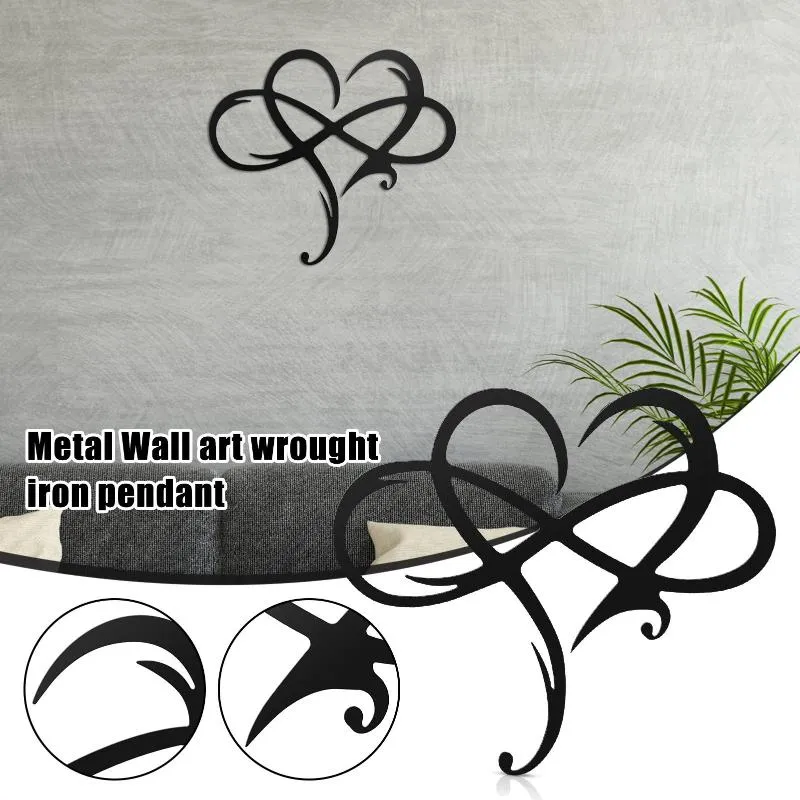 Decoratieve beeldjes Infinity Hart Staal Wall Decor Metal Art Love Sign for Home Wedding Gass