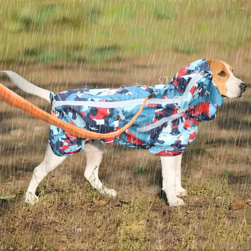 Odzież psa Odblaskowa płaszcz przeciwdeszczowy Outdoor Rain Outdoad Wodoodporne ubrania dla zwierząt średnie duże psy z kapturem wodoodporne Labrador XL-4XL