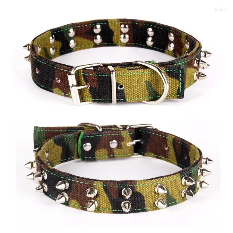 Colliers pour chiens mignon Camouflage Pet Rivet tissu clou rond collier clouté sangle à pointes Style Punk pour moyen et grand