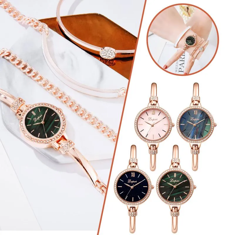 Wristwatches Luxury Bracelet Watches Set For Women Fashion European Banquet Jewelry Ladies Watch Birthday Gifts 2023 Montre