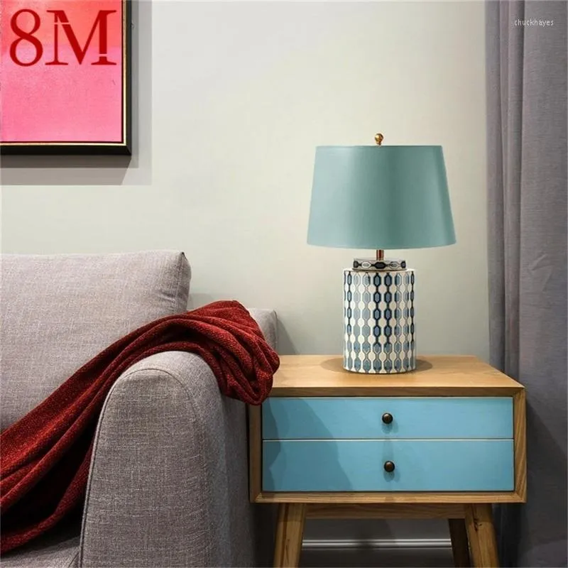 テーブルランプ8mラグジュアリーランプコンテンポラリーLEDホームベッドルーム用のセラミック装飾パターンデスクライト