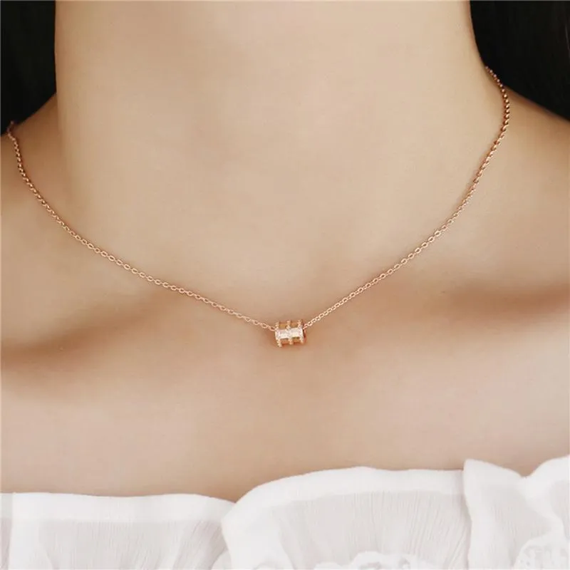 Pendant Necklaces Fashion Set Zircon Jewelry 2023 Trend 500mm Stainless Steel European American Necklace For Women Rose Gold Pendants YMS N2