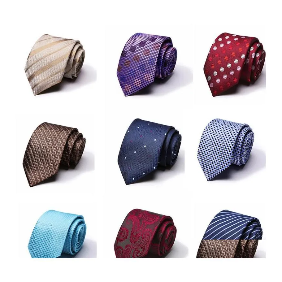 Ties cravatte da uomo legami classici a colore solido a strisce fiori floreale 7,5 cm Accessori per cravatta jacquard quotidianamente indossa il regalo per feste di nozze cravat d otkbr