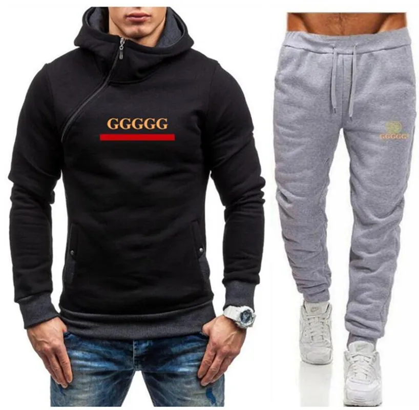 Men Tracksuit Sportswear Set Brand Mens Tracksuit Sporting Fitness Clothing Two Pieces Set Polo Sweatshirts Pants Casual Mens Track Suit