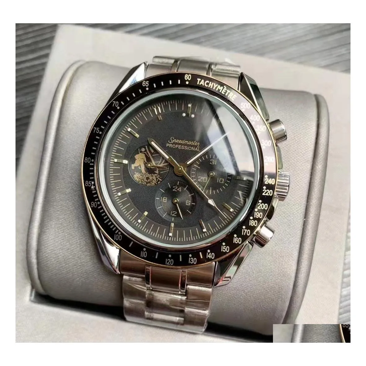 Relógios Femininos Omeg Relógio Masculino Matic Hinery Relógio de Pulso Astronauta Pulseira de Aço Inoxidável R Business Office Fivela Dobrável Montre De L Dhlzu