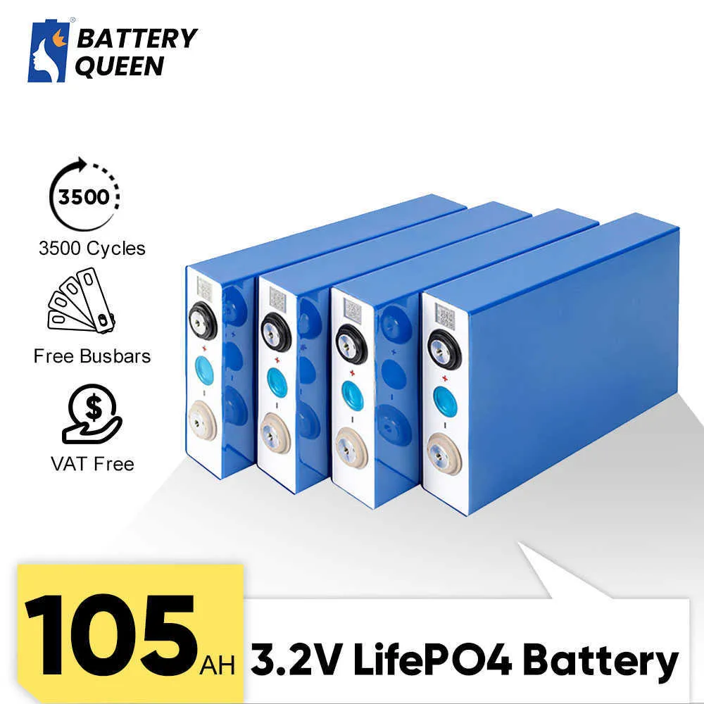 Batterie Li-ion LiFePO4 3.2V, 105ah, coque en aluminium, pour énergie solaire, bricolage, alimentation domestique, 12V, 24V, 48V, batterie externe, en Stock