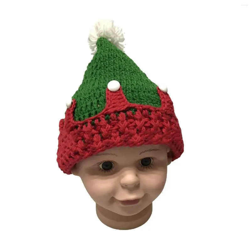 Cappelli Famiglia Cappello lavorato a maglia abbinato Colore a contrasto Cappello invernale a forma di albero di Natale Fedora per bambini Adulti