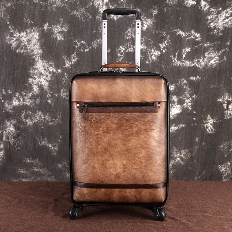 custom Calfskin Handmade trolley bags Pattern Travel Business Senior storage initial suitcase valise aluminium alloy holiday trolley Luxury luggage air box trunk