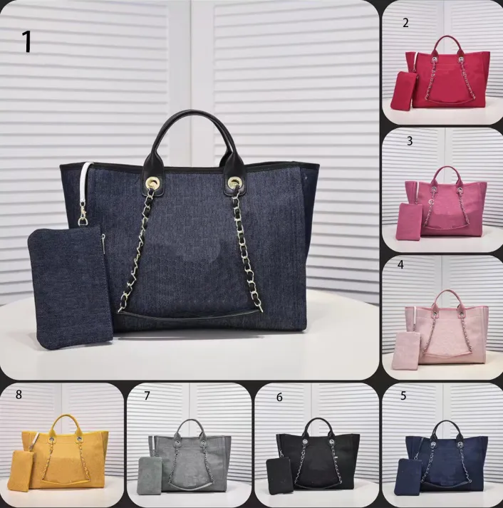 High Quality Designer Beach Bag Women Casual Totes Classic Luxury Handbag Fashion Shopping Handbags Large Denim Canvas Linen Sandy Tote178