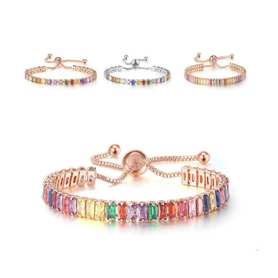 Tennis Fashion Bracelets For Women Sparkling Zircon Jewelry Rose Gold Color Handmade Friends Gift Drop Delivery Otomq