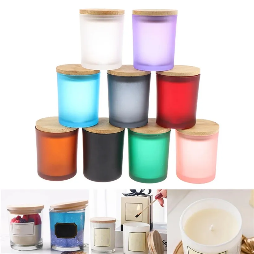 Scented Frosted Glass Jar With Bamboo Lid Perfect For Home DIY Candle ...