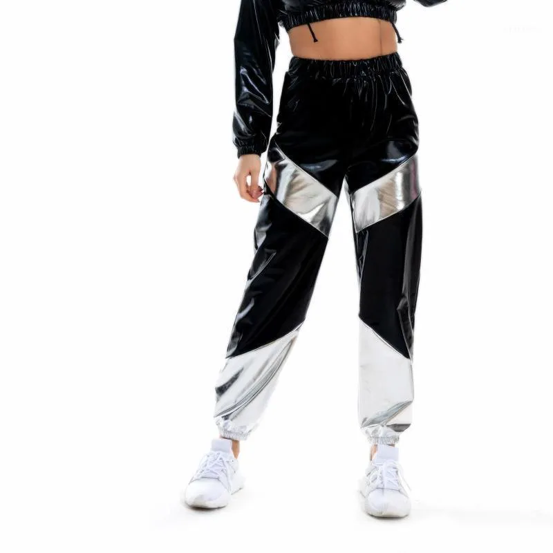 Kvinnor Pants Autumn Winter Nightclub Casual Sports Street Hip Hop Party Streetwear Fashion Shiny Illusion Trousers Capris