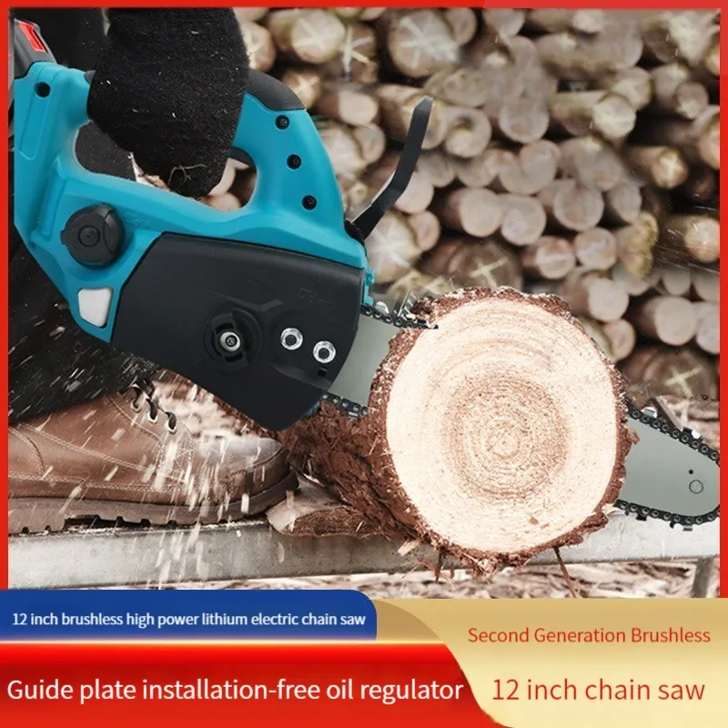 1000W 12 Inch Lubricating Oil Chain saw Cordless Brushless Electric Saw Chainsaw with 1PCS Battery Brushless Motor Power Tool