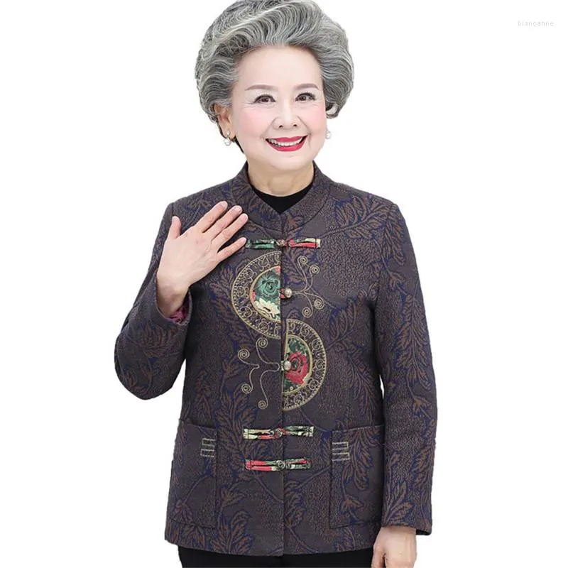 Women's Jackets Elderly Tang Suit Coat Female 60-70-80 Year Old Lady Increase 5XL Over-Life Clothes Mother Grandma Autumn Jacket L10