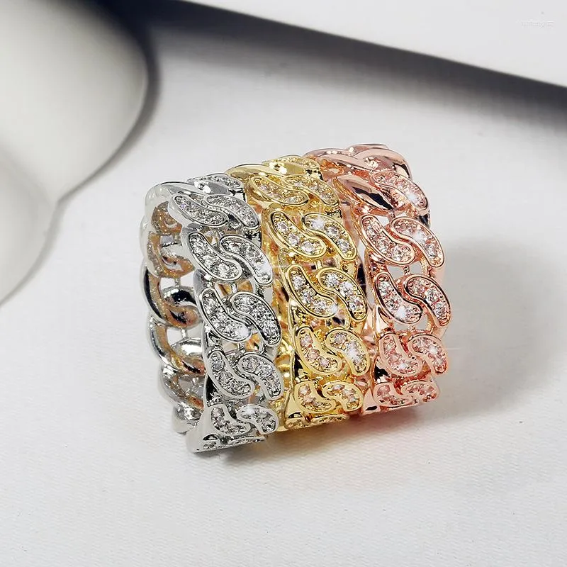 Wedding Rings Trendy Rope Austrian Zircon Ring Women Jewelry Unique Design Hollow CZ Engagement Finger For Female