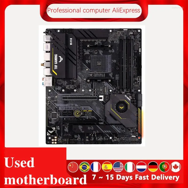 Cartes mères utilisées pour ASUS TUF GAMING X570-PRO (WI-FI), carte mère AM4 X570M X570, PCI-E 4.0 M.2 Sata3 originale pour ordinateur de bureau