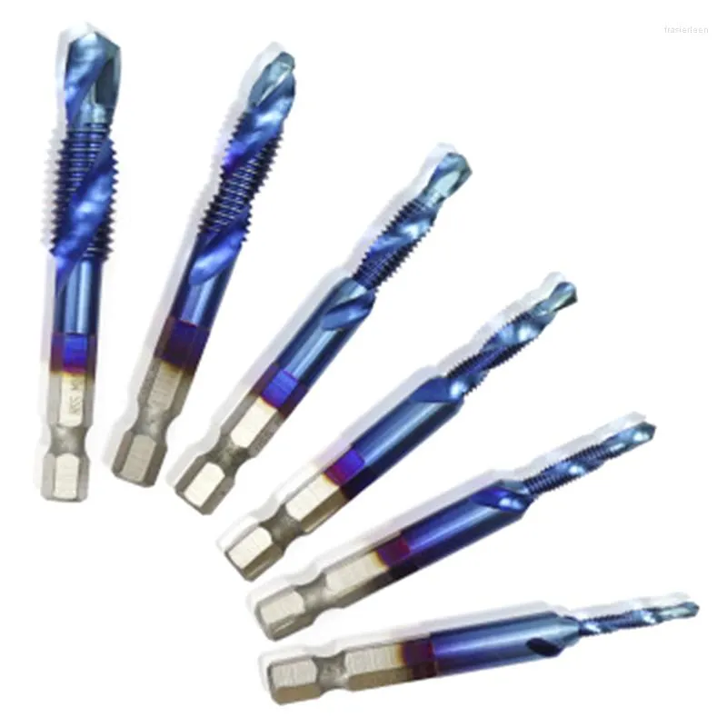 Profesyonel El Alet Setleri 6pcs/Set Tap Matkap Bitleri HSS Vidalı Spiral Nokta Yüksek Hızlı Çelik Hex Shank Makine Muslukları Kiti