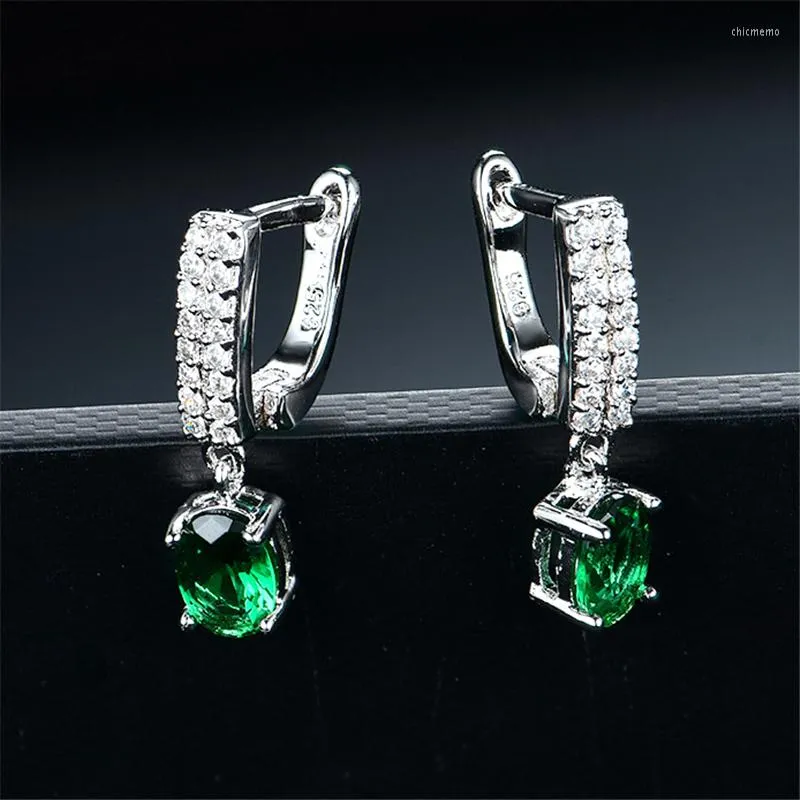 أقراط حقيقية 925 sterling sliver drop reprate خلق روسي نانو emerald مقطع عتيقة للنساء الهدايا المجوهرات الراقية