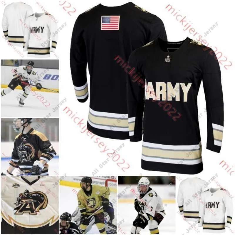 Le hockey universitaire porte un maillot de hockey des Black Knights de l'armée cousu sur mesure 24 Andrew Garby Patrick Smyth Joey Dosan Trevor Smith Jude Brower Eric Huss Evan Szary