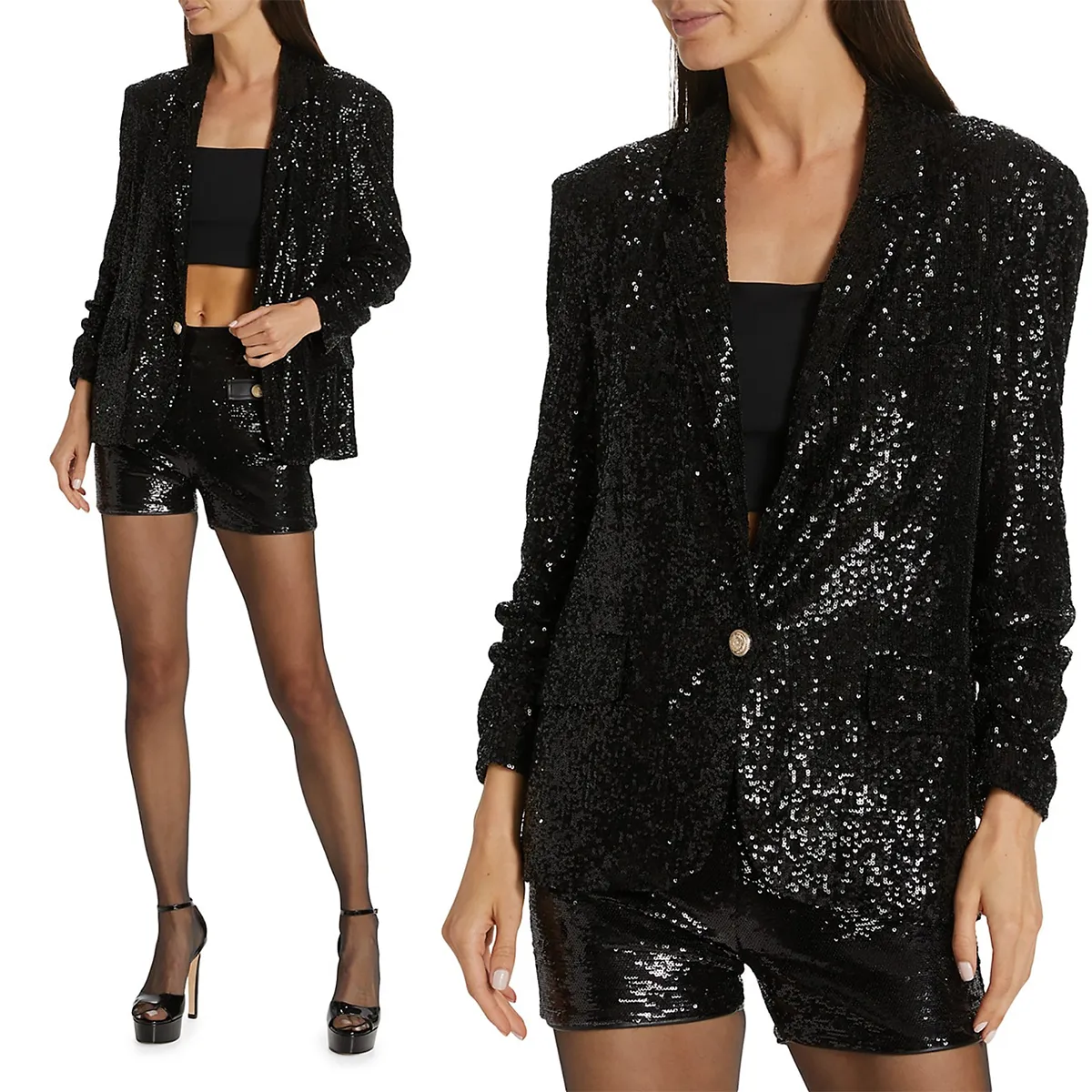 Mãe da primavera elegante do terno da noiva lantejous do escritório festas noturnas festas blazer hóspede usa shorts 2 peças