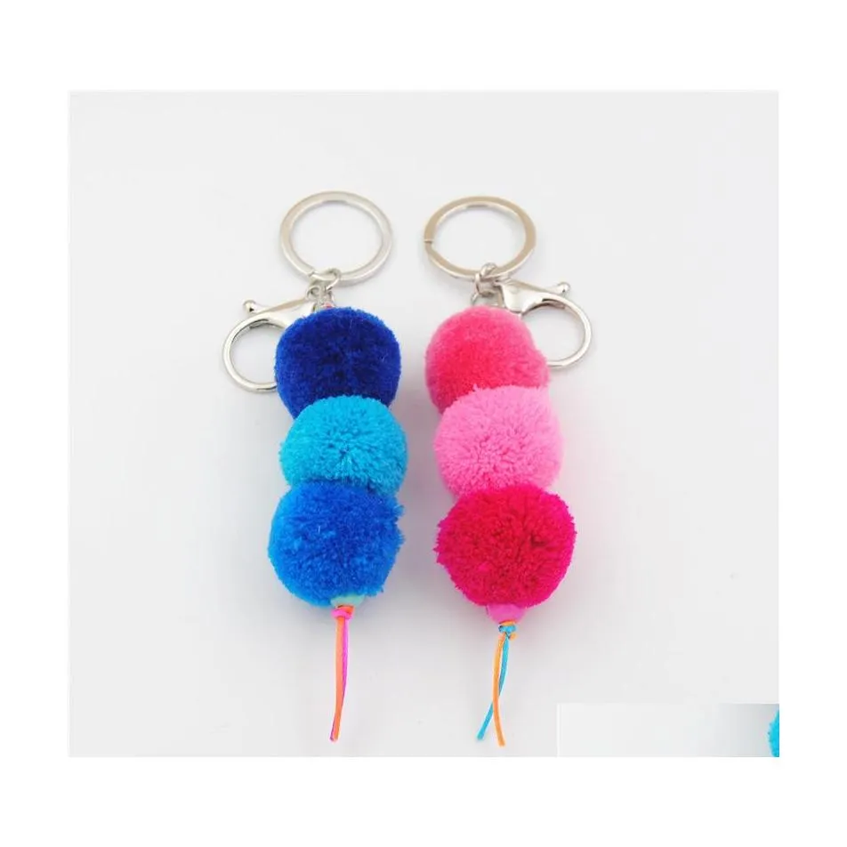 Keychains Lanyards Handmade Pompom Keychain Vintage Bohemian Accessories Tassel Hand Bag Hanging Key Chains For Women Gift Y458Z D Dhqxn