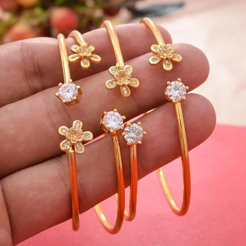 Bangle 4pcs gouden kleur manchet armbanden voor vrouwen Ethiopische Afrikaanse Dubai Braceletbangles Party Wedding Joodse geschenken