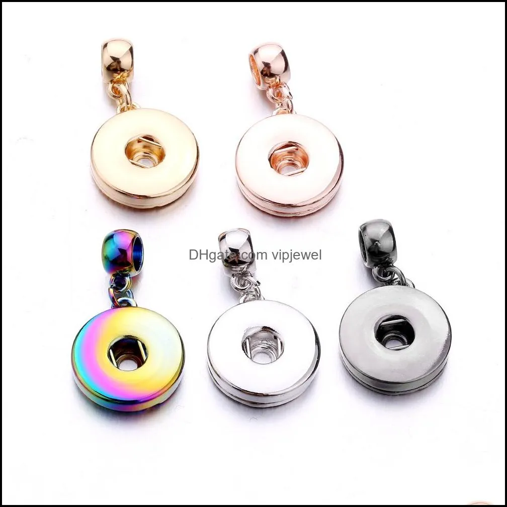 Arts et artisanat Sier Gold Metal 18mm Ginger Snap Button Base Pendentif Charms pour DIY Snaps Boutons Collier Bracelet Bijoux Accesseur Dhrn4