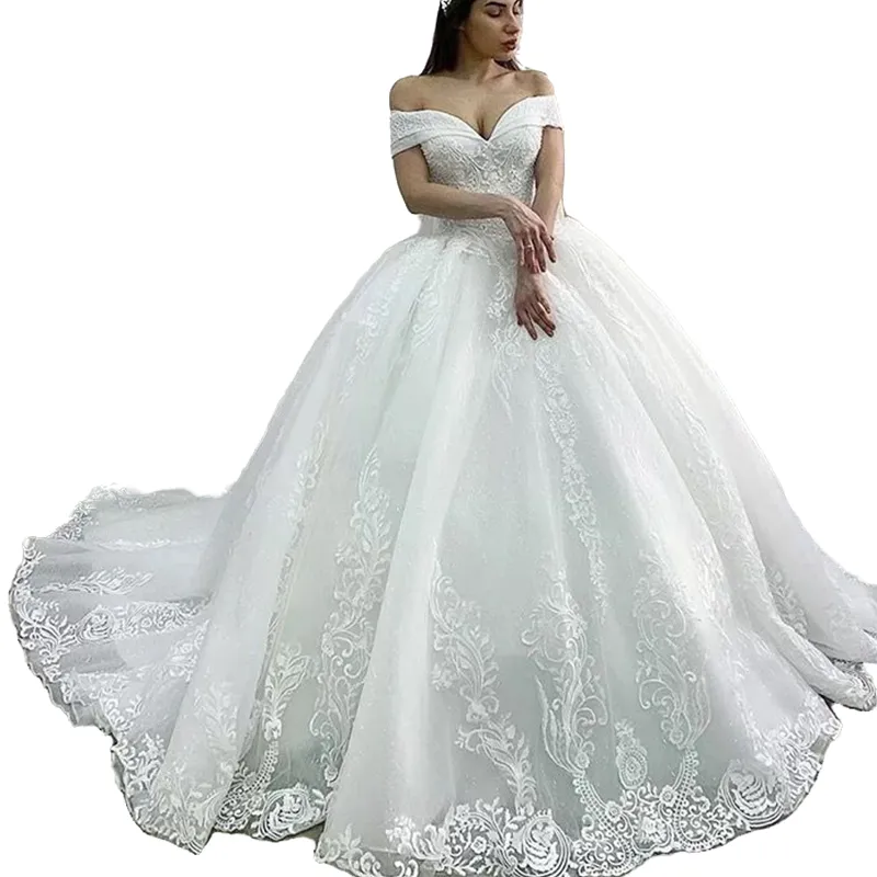 Vestido de baile Puffy com Applique Renda, Vestidos De Noiva Da Princesa,  Fora Do Ombro, Casamento Querida, Vestido De Noiva, 2023