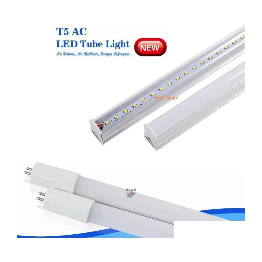 Светодиодные трубки T5 Tube Light 4ft 3ft 2ft Fluorescent G5 Lights 9W 15W 18W 22 Вт 4 -футовой интегрированная лампа AC85265 В.