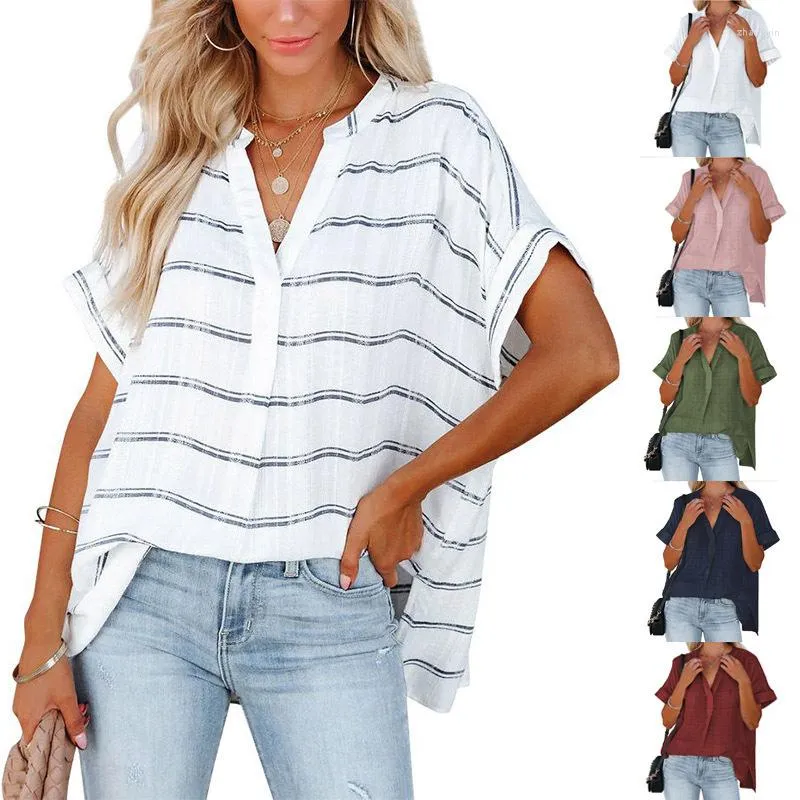 Men's Sweaters Women's 2023 Summer Short-sleeved Thin V-neck Pullover Shirt Loose Woman