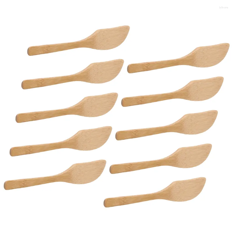 Flatware Sets 10 Pcs Creative Bamboo Dumpling Filling Spoon Peanut Butter Spreaders Mask Wipe Spoons Spade Kitchen Tools