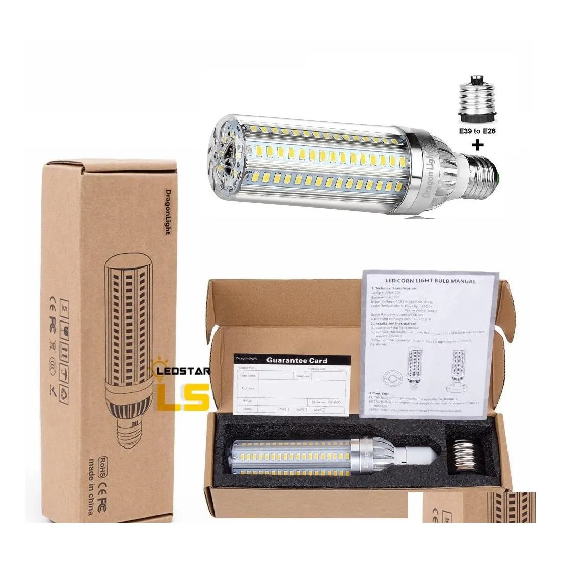 مصابيح LED MOG E39 50W مصابيح الذرة Super Lumens E26 BBS 360 درجة الضوء لمستودع إضاءة تسليم OTRWX