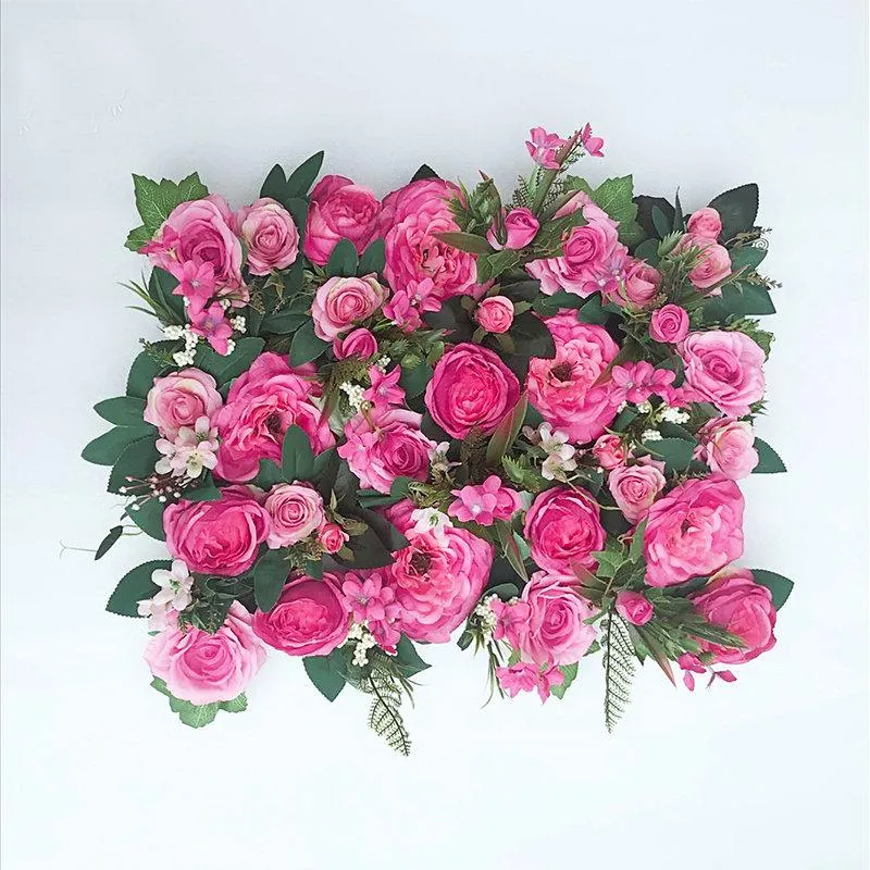 Decorative Flowers & Wreaths Plum Color Rose Dahlia Artificial Flower 60x40cm DIY Party Board Pink Romantic Wedding Decoration Background