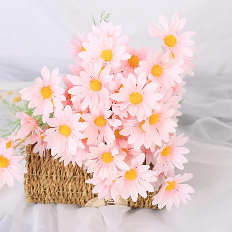 Flores decorativas grinaldas 5pcs/conjunto margarida artificial Bouquet Diy Vas