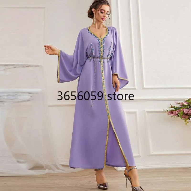 Ethnic Clothing Eid Abaya Dubai Handwork Diamonds Moroccan Kaftan Muslim Arabic Hijab Dress Women Arabian Evening Party Wedding Dresses